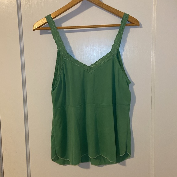 Vintage Hand-dyed Green Lace Trim Camisole Slip Top - Picture 6 of 13